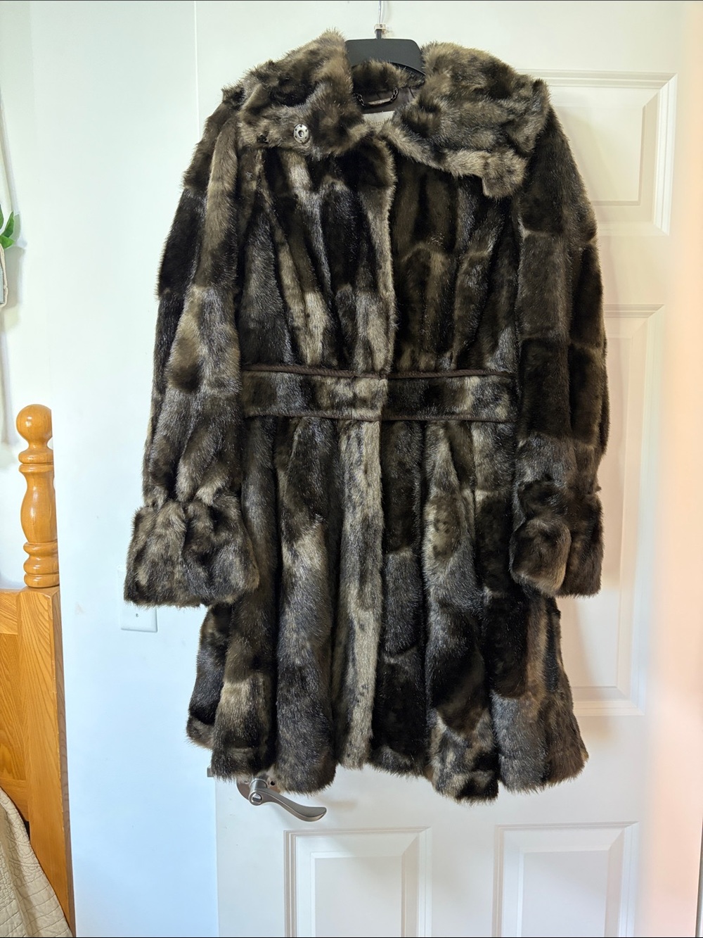 Laundry By Shelli Segal Women's Dark Brown Faux Fur Teddy Coat
